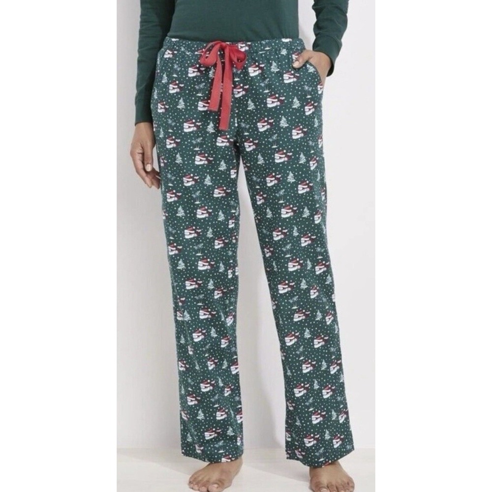 Vineyard Vines Skis and Trees Lounge Pants Green Christmas Whale Santa Small NWT